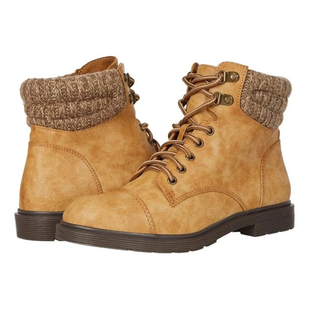Mia Levy Boots Women's US 7 Natural Malt Leather Cap Toe Ankle Combat ZAP810